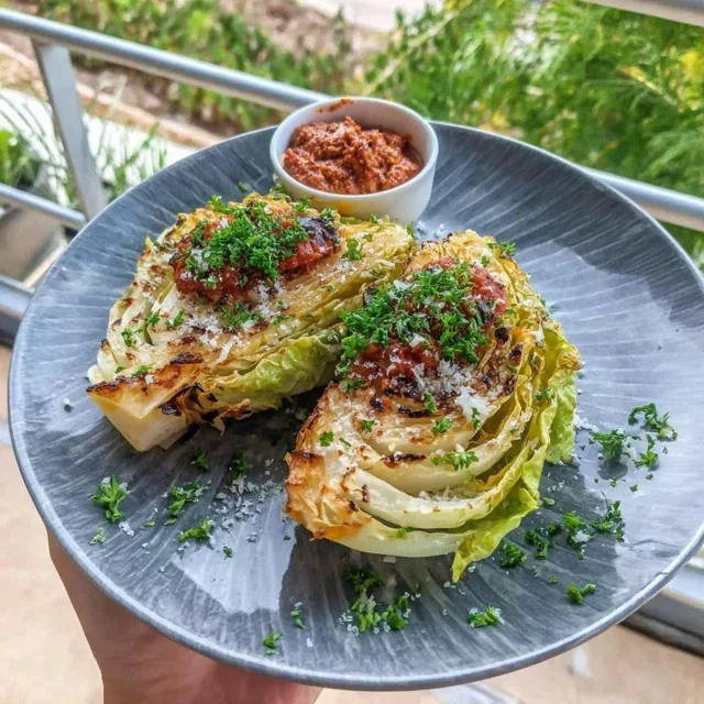 Col Asada en Airfryer con Romesco Casero