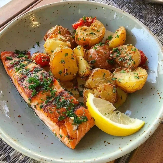 Salmón al Horno con Patatas y Limón