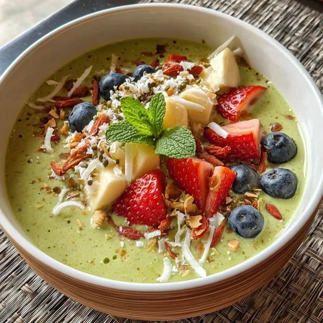 Smoothie Bowl de Mango, Espinacas y Leche de Coco