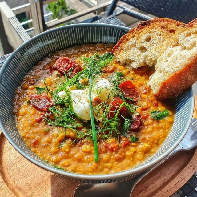Sopa de Lentejas Rojas con Cúrcuma