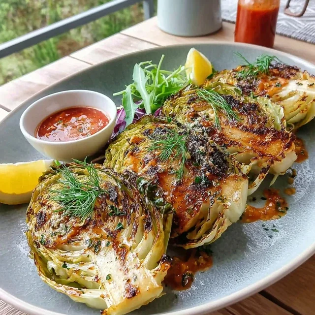 Steak de Repollo al Horno con Vinagreta de Limón