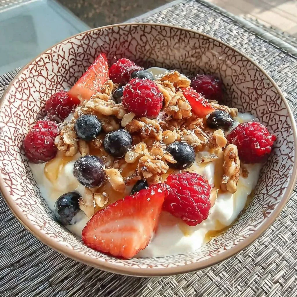 Yogur Griego con Frutos Rojos y Granola Casera